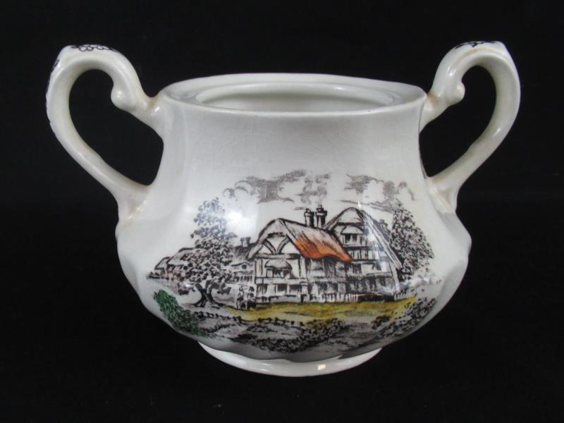 Hand Engraved Yorkshire Ironstone Sugar Bowl Staffordshire England 14.25"