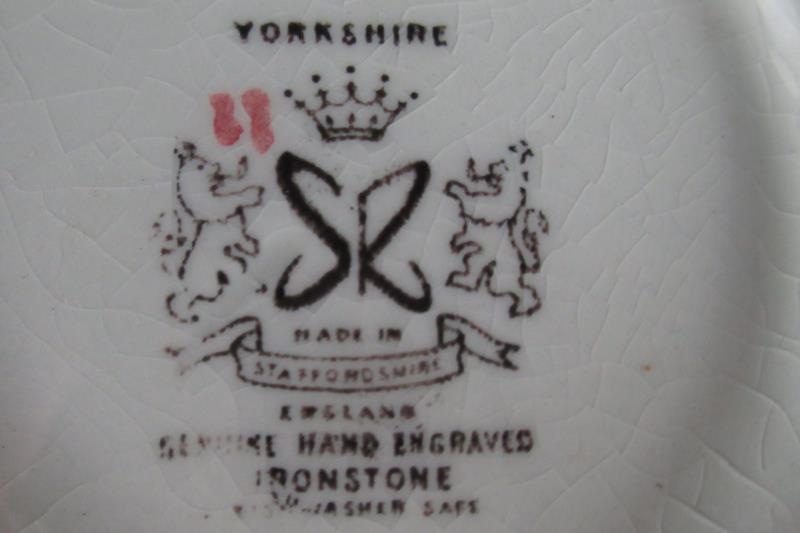 Hand Engraved Yorkshire Ironstone Sugar Bowl Staffordshire England 14.25"