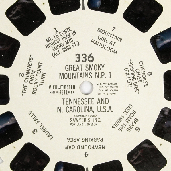 Vintage ViewMaster Reel 336 Great Smoky Mountains N.P. I 1950 Good Condition