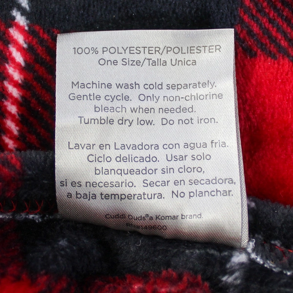 Climate Right Duds Throw Blanket Fleece Red Black Plaid With Foot Pockets 50x76