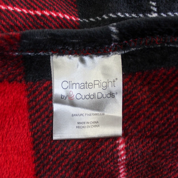 Climate Right Duds Throw Blanket Fleece Red Black Plaid With Foot Pockets 50x76