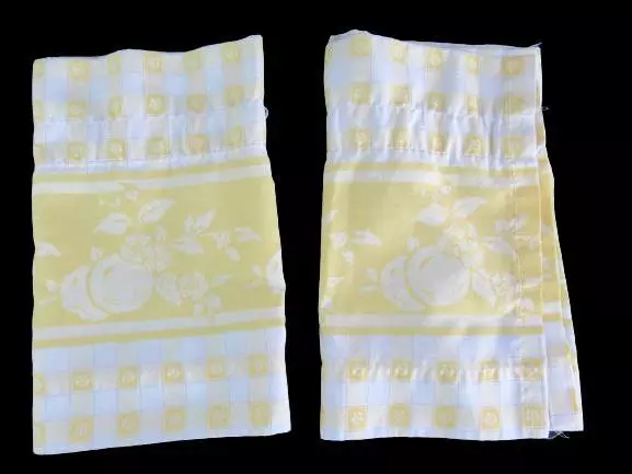 Set Of JCPenney Home Collections Window Valance Curtains Yellow White Checkered 