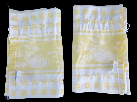 Set of JCPenney Home Collections Window Valance Curtains Yellow White Checkered