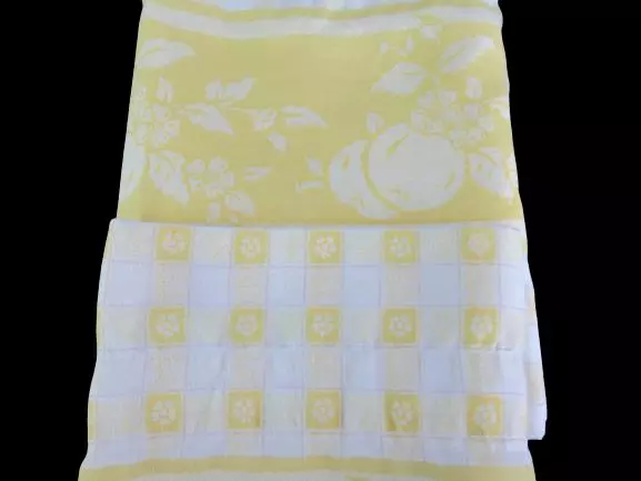 Set of JCPenney Home Collections Window Valance Curtains Yellow White Checkered