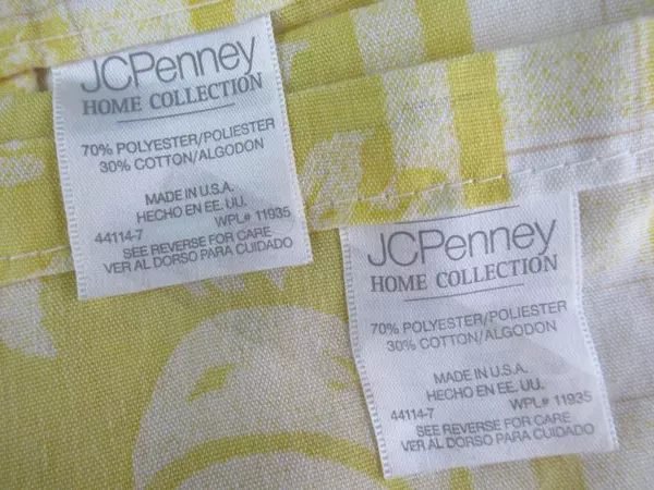 Set of JCPenney Home Collections Window Valance Curtains Yellow White Checkered