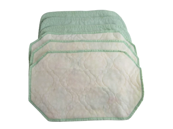 Lot of 6 Vintage Quilted Floral Placemats Pale Green and Peach Retro