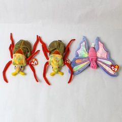 Lot of 3 Vintage TY Beanie Baby Insects Beetles and Butterflies With Tags Scurry