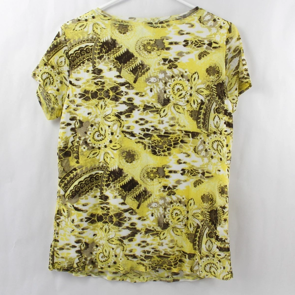 Christopher & Banks Women's Yellow White Brown Floral Print Top Blouse Size S