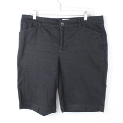 St. John's Bay Women's Black Bermuda Style Pant Shorts Size 14 Cotton Blend 