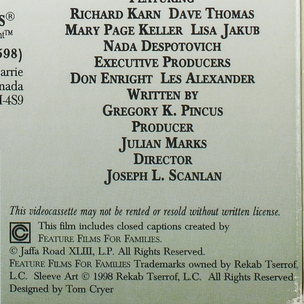 Picture Perfect 1998 VHS Feature Films For Families