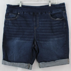 Terra & Sky Women's Dark Wash Elastic Waistband High Rise Shorts Size 2X