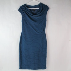 Connected Apparel Women's Dark Blue Sleeveless Drop Neck Pencil Dress Size 8