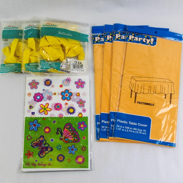 Lot of 8 Yellow Balloons Tablecloths & Goodie Bags for Birthday Party Supplies