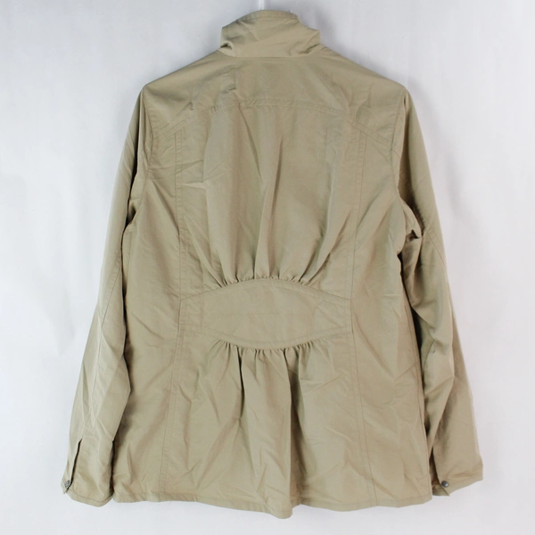 Eddie Bauer Women’s Sz M Tan Long Sleeve Full Zip Raincoat Windbreaker Tailored