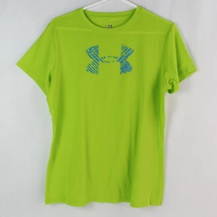 Under Armour Women's Heat Gear Neon Green Graphic Logo T-shirt Size M