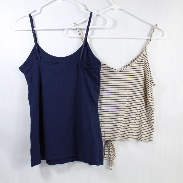 Women's Tank Tops Lot Blue & Beige Striped Medium Sleeveless Tops