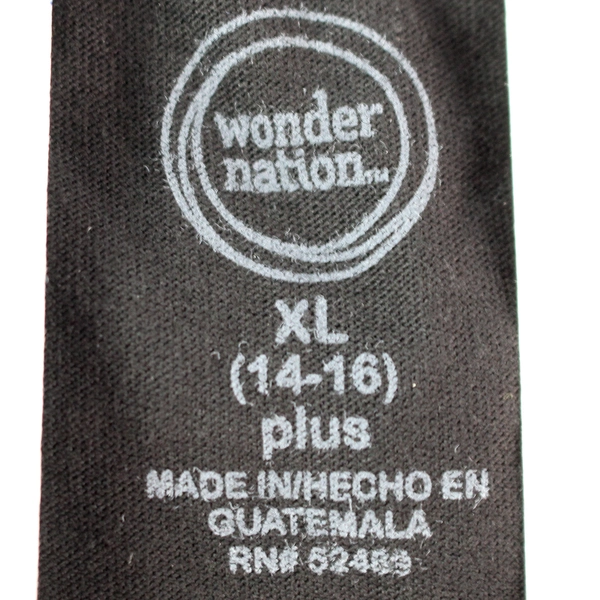 Wonder Nation Girls Kids Tough Tee Black Short Sleeve T-Shirt Size XL 14-16 NWT