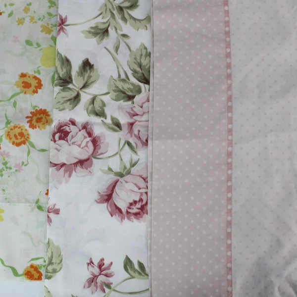 Lot of 3 Floral and Polka Dot Queen Size Pillowcases Pink Green Orange 20x30"