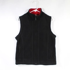 Carolyn Taylor Fleece Vest Women's Size Small Black Red Collared Pockets