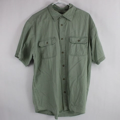 Covington Button Up Shirt Men's Size Large Light Green 100% Cotton Flap Pockets