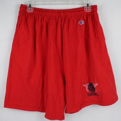 Champion Unixes Red Elastic Waist Gym Shorts Handball Embroidery Patch Size XL