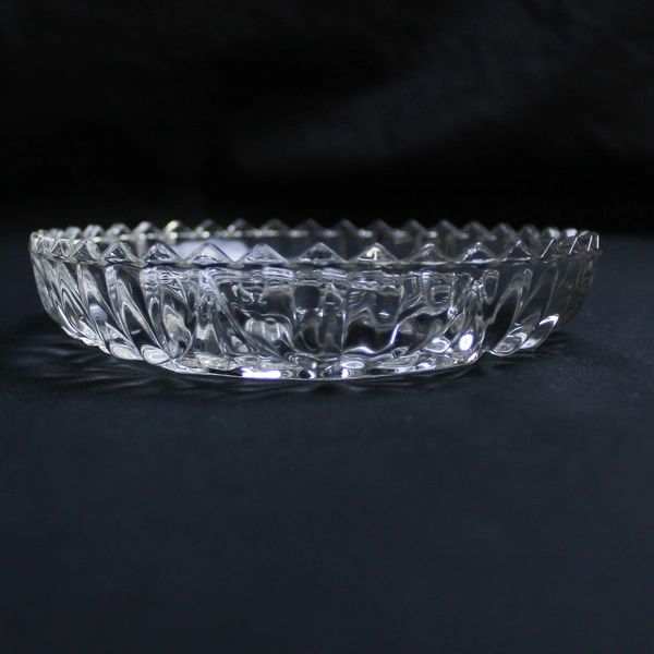 Lot of 2 Vintage Della Robbia Fruit Pattern Clear Glass Ash Tray Dishes 5.25 In