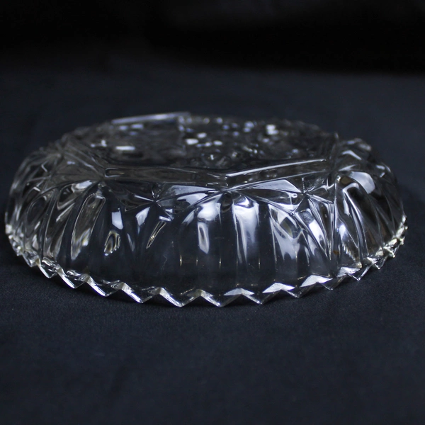Lot of 2 Vintage Della Robbia Fruit Pattern Clear Glass Ash Tray Dishes 5.25 In