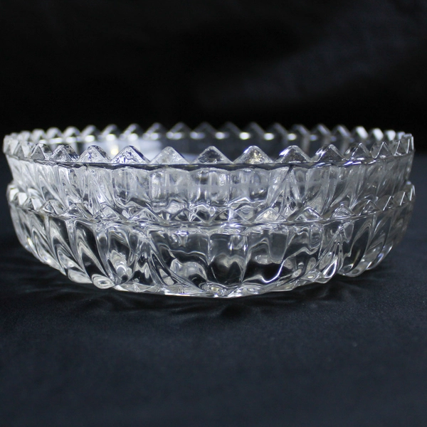 Lot of 2 Vintage Della Robbia Fruit Pattern Clear Glass Ash Tray Dishes 5.25 In