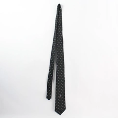 Rochester Black Geometric Patterned Silk Men's Necktie With Tie Tack 62"