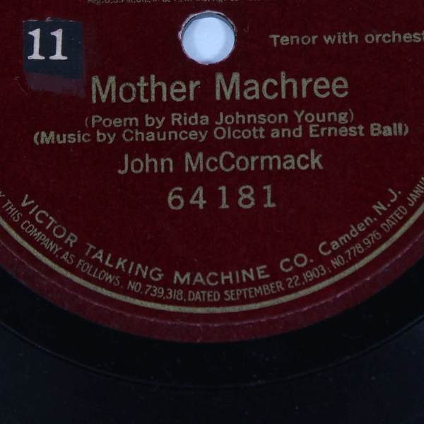 John McCormack Mother Machree 78 RPM Record Victorola 64181 Vintage 1918