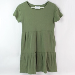 Old Navy Girl's Short Sleeve Tiered Sage Green Ribbed Midi Dress Size XL (14-16)