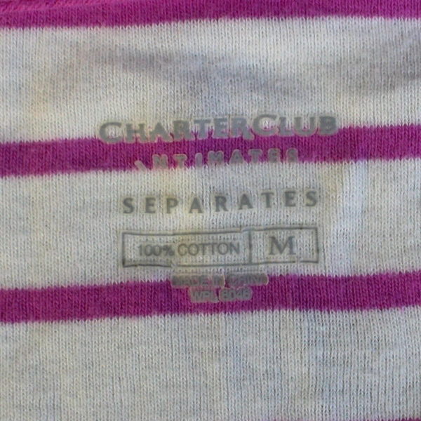 Charter Club Dress Women's Size M White Pink Stripes Short Sleeves V Neck