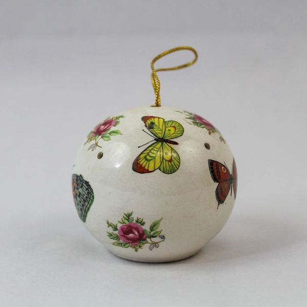 Vintage Ceramic Pomander Ball Scentomander Andre Floral Butterfly Decor