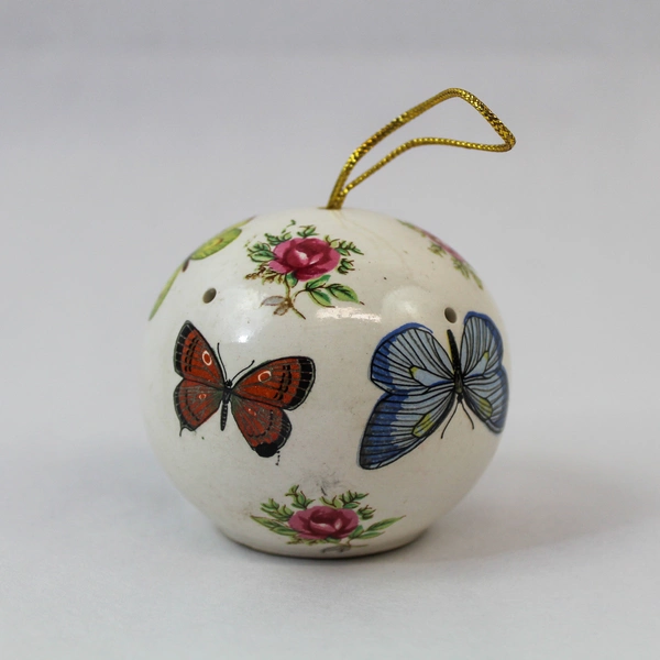 Vintage Ceramic Pomander Ball Scentomander Andre Floral Butterfly Decor