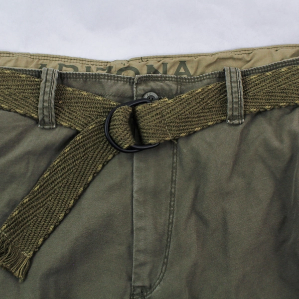 Arizona Jean Co Men's Cargo Shorts 44 Khaki Green with D Ring Belt Pre-owned