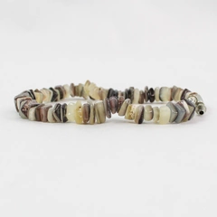 Brown Square Rock & Shell Bracelet 9.25" Long with Barrel Clasp Pre-Owned