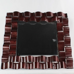 Large Red Weaving Wave Pattern Metal Framed Square Mirror 24" x 24"