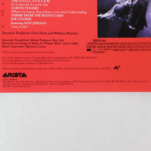 The Bodyguard Original Soundtrack Album Kevin Costner Whitney Houston 1992 CD