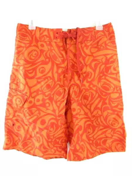 Eddie Bauer Swim Shorts Trunks Men's Size Small Orange Hawaiian Tropical Flower