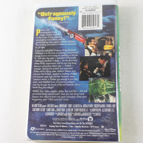 Flubber VHS 1998 Walt Disney Robin Williams Rated PG