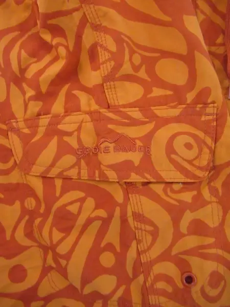 Eddie Bauer Swim Shorts Trunks Men's Size Small Orange Hawaiian Tropical Flower