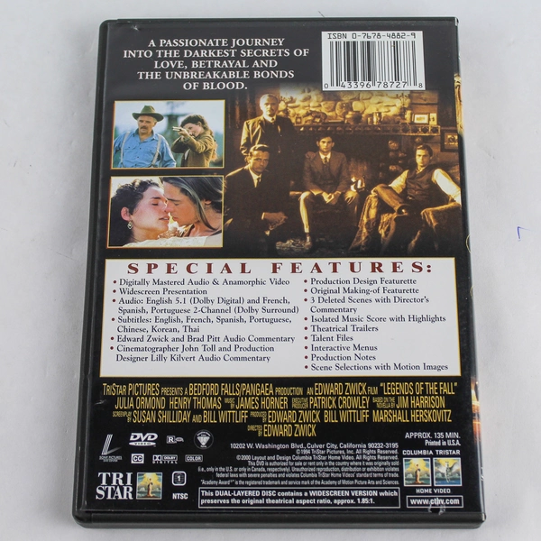 Legends Of The Fall Special Edition DVD Brad Pitt Anthony Hopkins Pre-Owned