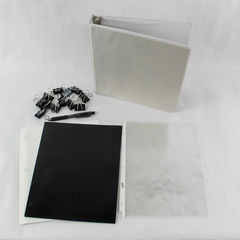 Lot of Office School Supplies Whte View Binder Binder Clips Prong Folders Pen 