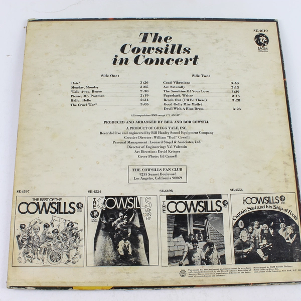 The Cowsills in Concert 1968 Vinyl LP Record Album MGM Records SE4619