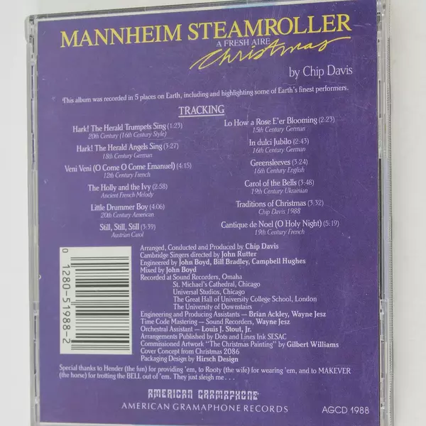 A Fresh Aire Christmas Mannheim Steamroller Audio 1988 CD American Gramaphone