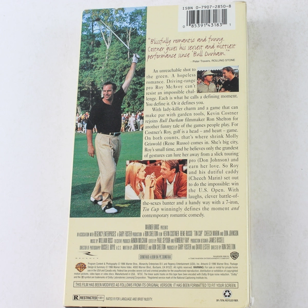 Tin Cup VHS 1996 Warner Bros Kevin Costner Rene Russo Golf Romance