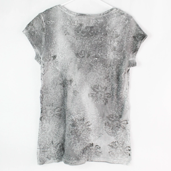 Art Studio Produce Gray Flower Print T-Shirt Women's Size Medium
