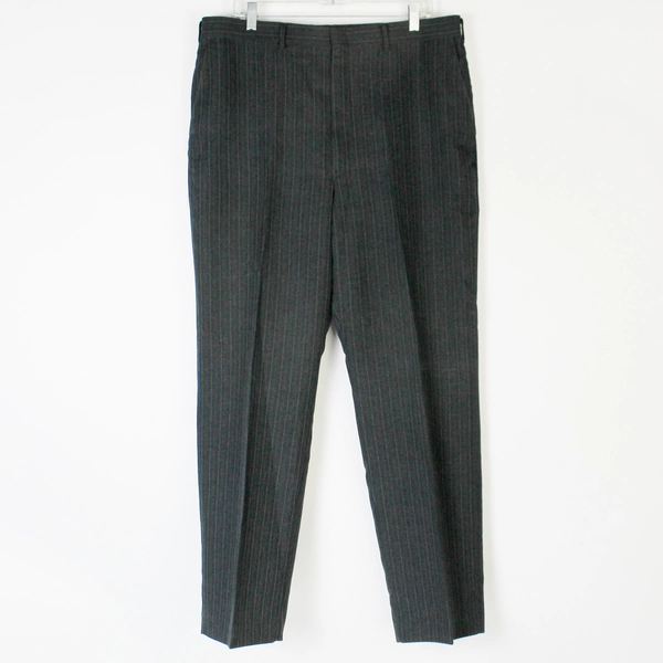 Reed St. James Dark Gray Single-Pleated Pinstripe Trousers Men's 38x32