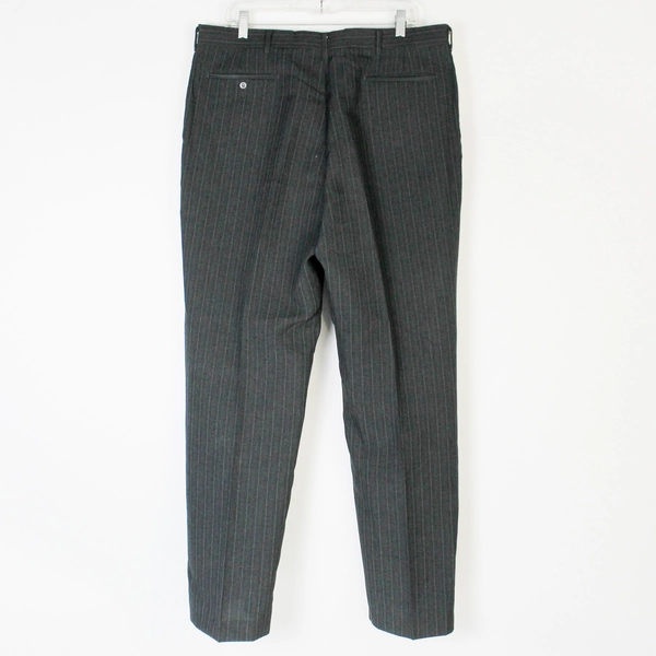 Reed St. James Dark Gray Single-Pleated Pinstripe Trousers Men's 38x32