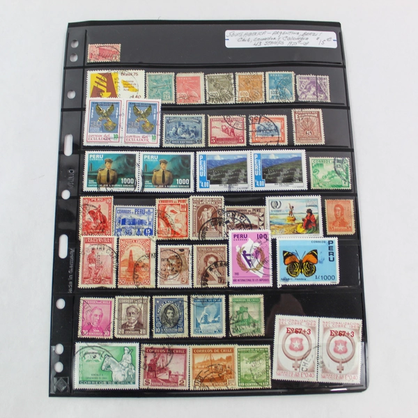 Lot of 43 Used South America Stamps Argentina Bolivia Brazil Chile Ecuador